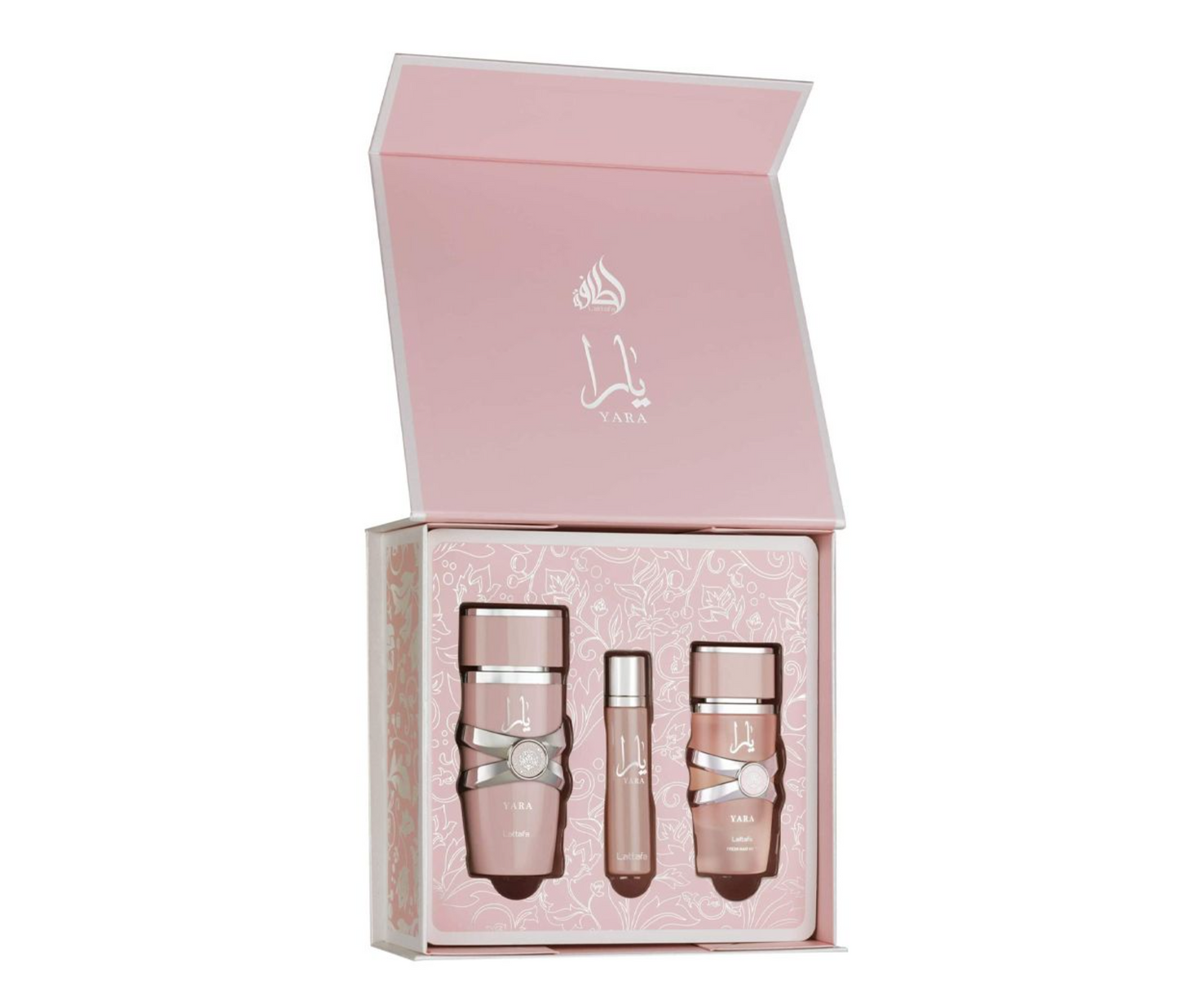 LATTAFA YARA 3PC GIFT SET(3.4oz EDP SPRAY + 0.4oz EDP SPRAY + 1.6oz HAIR MIST )