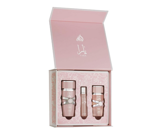 LATTAFA YARA 3PC GIFT SET(3.4oz EDP SPRAY + 0.4oz EDP SPRAY + 1.6oz HAIR MIST )